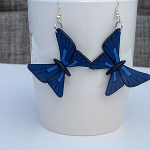 Cobalt Blue Polymer Clay Butterfly Earrings